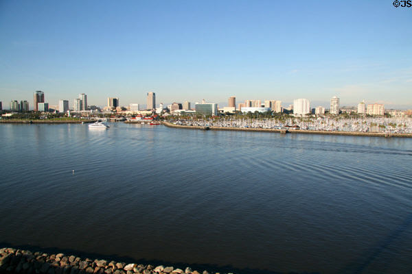 Full downtown skyline of Long Beach. Long Beach, CA.