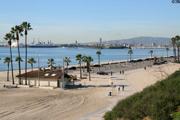 Long Beach harbor area & beach from Eastern end of city. Long Beach, CA.