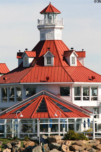 Faux lighthouse restaurant in Shoreline Village shopping area. Long Beach, CA.