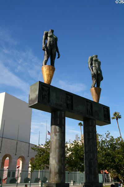 Olympic Gateway (1984) by Robert Graham before Memorial Coliseum. Los Angeles, CA.