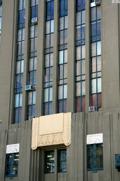Facade of Dominguez-Wilshire Building. Los Angeles, CA.