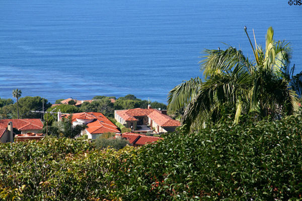 View over Rancho Palos Verdes & Pacific Ocean from La Venta Inn. Rancho Palos Verdes, CA.