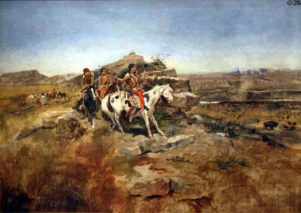 Indian on Buffalo Hunt painting by Charles M. Russell at Autry National Center. Los Angeles, CA.