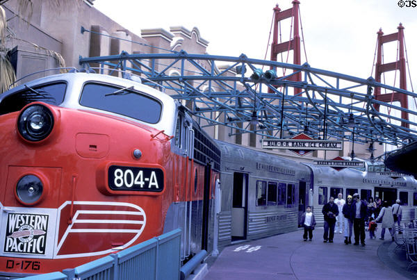 Golden Zephyr train replica as snack bars at Disney's California Adventure . Anaheim, CA.