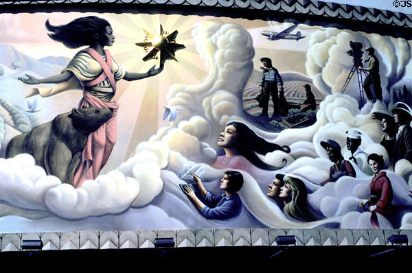 Mural showing dreams of Californians at Disney's California Adventure . Anaheim, CA.