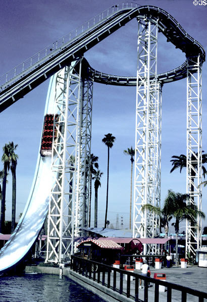 Perilous plunge waterfall drop at Knott's Berry Farm. Buena Park, CA.