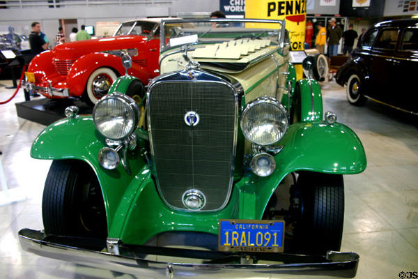 Front end of Cadillac V-12 (1931) at San Diego Automotive Museum. San Diego, CA.