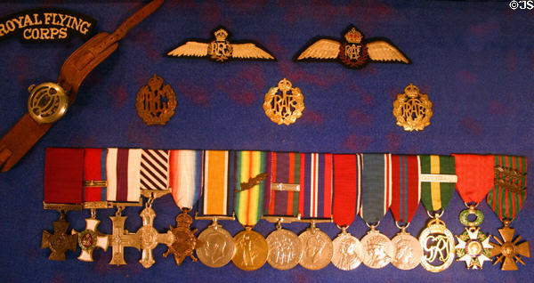 Medals of Canadian WWI air ace Billy Bishop including Victoria Cross at San Diego Aerospace Museum. San Diego, CA.