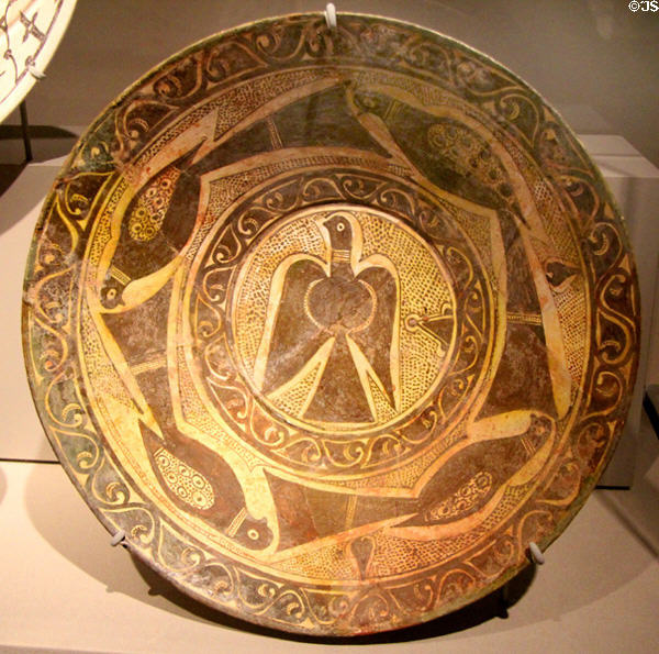Earthenware bowl with birds (800-1000) from Eastern Iran at Asian Art Museum. San Francisco, CA.