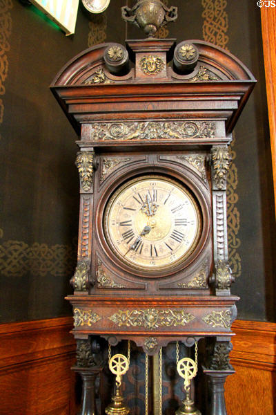 Face of German tall clock in hall at Haas-Lilienthal House. San Francisco, CA.