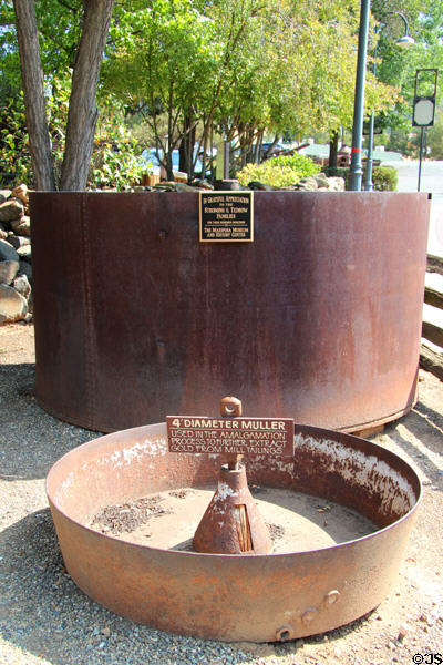 Gold mining muller at Mariposa Museum. Mariposa, CA.