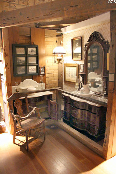 Display of furnishings used in the early West at Mariposa Museum. Mariposa, CA.