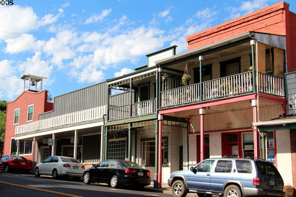 Row of historic buildings on North Washington St. Sonora, CA.