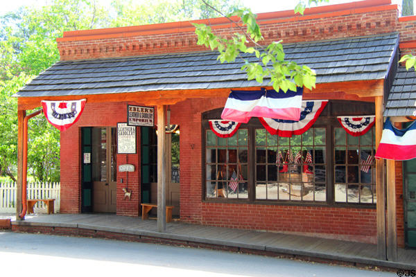 Ebler's Leather & Saddlery Emporium (1857), formerly Wilson & People's Markets, at Columbia State Historic Park. Columbia, CA.