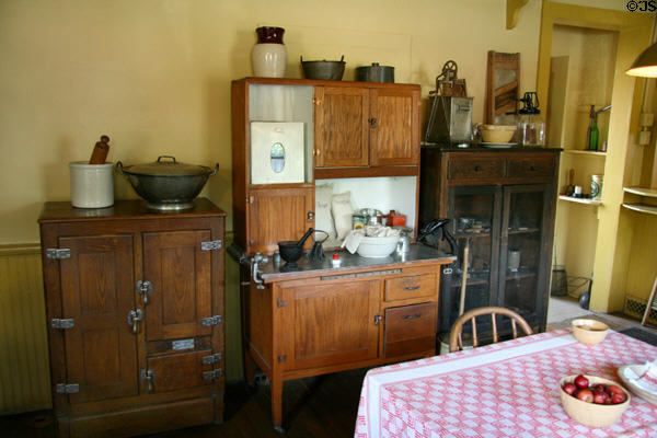 Kitchen ice box & cabinets of Boston Hotel now Astor House Museum. Golden, CO.