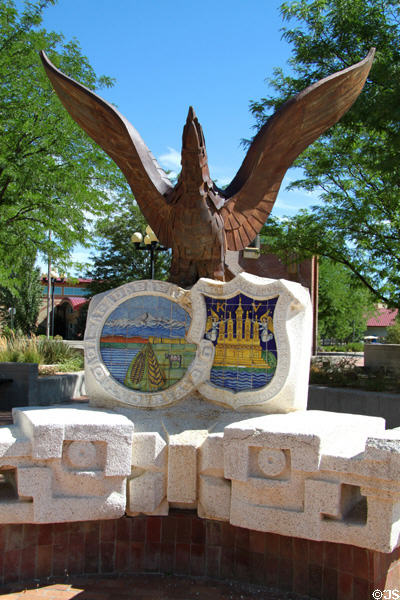 Pueblo-Puebla Plaza sculpture. Pueblo, CO.
