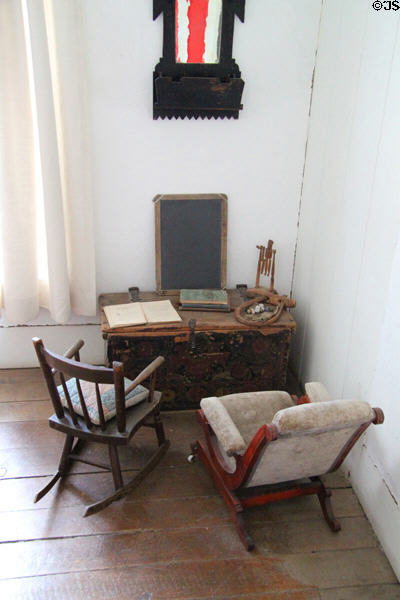 Chest & children's rocking chairs at Baca Adobe House. Trinidad, CO.