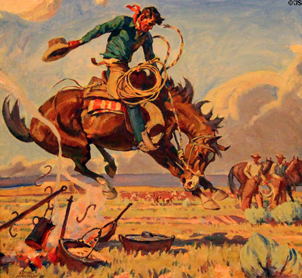 Jumpstart in the Morning painting by Arthur Roy Mitchell at A.R. Mitchell Museum of Western Art. Trinidad, CO.