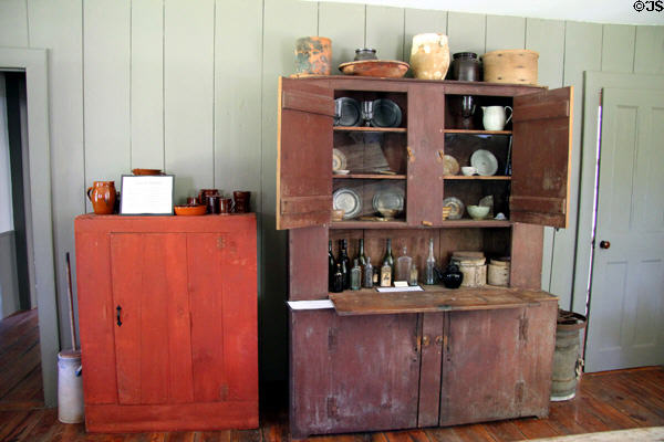 Kitchen cupoards at Medad Stone Tavern Museum. Guilford, CT.