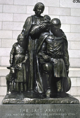 Statue of The Safe Arrival of first settlers to Connecticut. Hartford, CT.