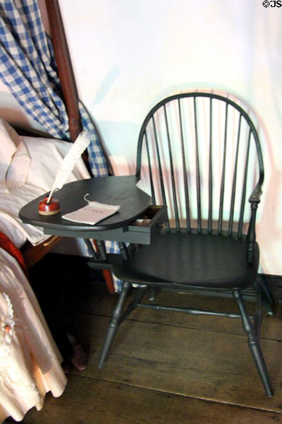 Armchair with writing surface arm & drawer at Stanley-Whitman House. Farmington, CT.