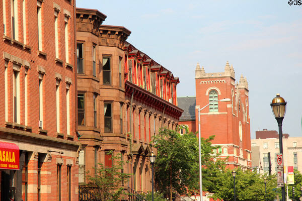 Heritage streetscape along Capitol Ave. from Main St. Hartford, CT.
