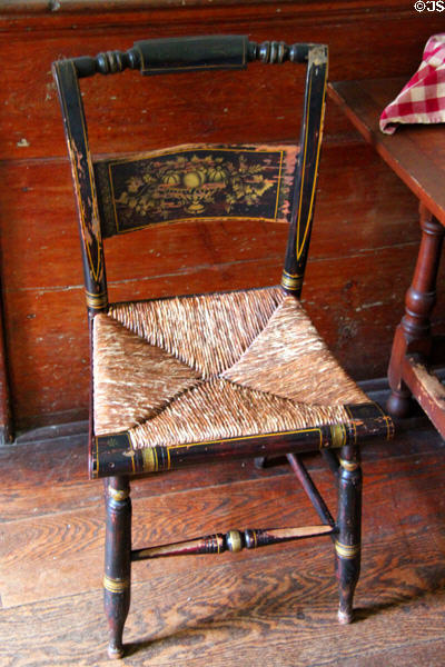 Early American stenciled side char at Nathan Hale Homestead Museum. Coventry, CT.