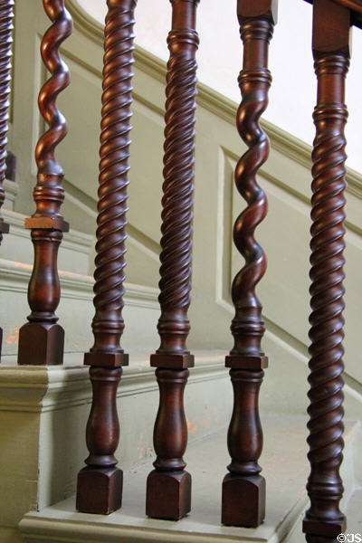 Stairway banister at Silas Deane House. Wethersfield, CT.