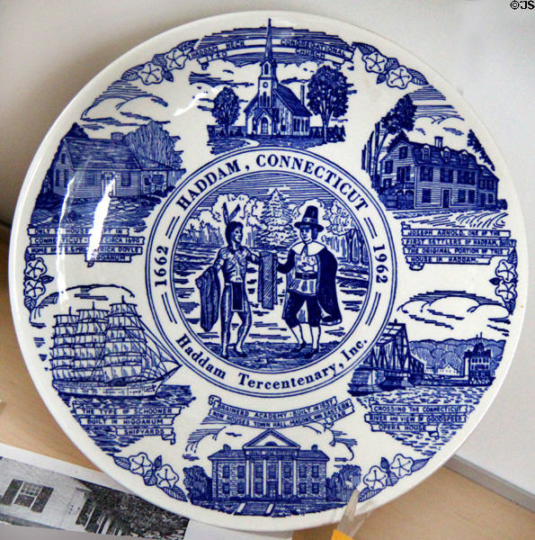 Haddam, CT Tercentenary plate (1962) at Thankful Arnold House. Haddam, CT.