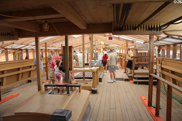 Charles W. Morgan wooden whaleship (1841) under restoration at Mystic Seaport. Mystic, CT.