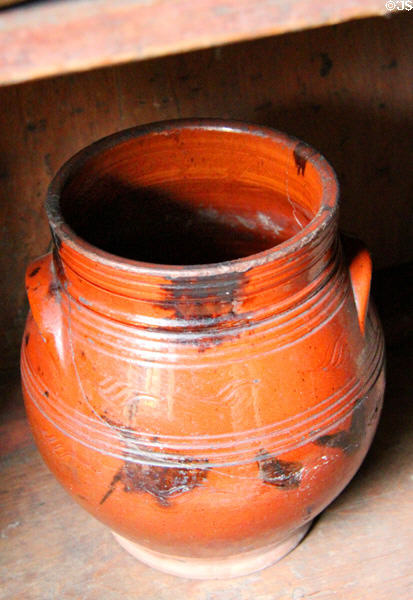 Redware urn at Joshua Hempstead House. New London, CT.