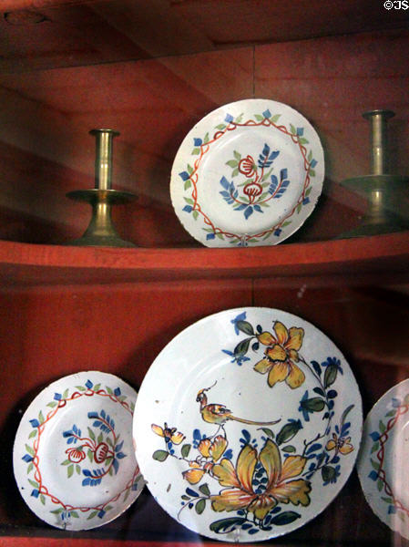 Painted plates at Joshua Hempstead House. New London, CT.