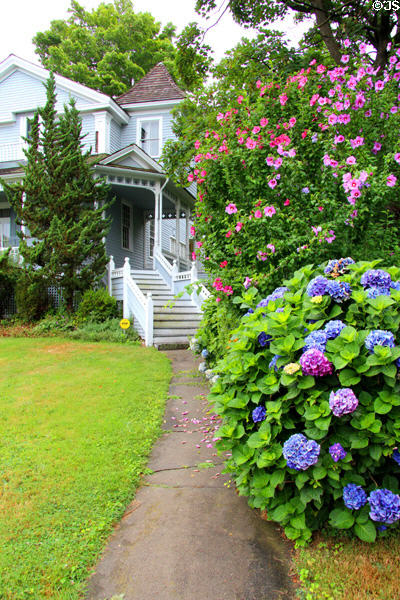 Flowered path leading to Eugene O'Neill's Monte Cristo Cottage. New London, CT.