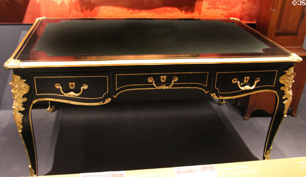 Desk of hard rubber (c1851) showcased Goodyear's vulcanization at Crystal Palace in London (1851) & in Paris (1855) at Mattatuck Museum. Waterbury, CT.