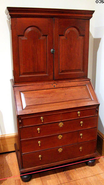 Slant-front desk & bookcase (1700-30) from CT or NY at Yale University Art Gallery. New Haven, CT.