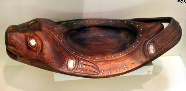 Tlingit seal-shaped feast bowl at Yale Peabody Museum. New Haven, CT.