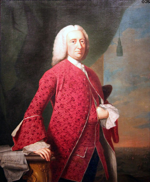 William Shirley, governor of Massachusetts painting (1750) by Thomas Hudson at National Portrait Gallery. Washington, DC.