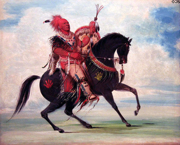 Keokuk, spokesman of Sauk tribe portrait paintings (c1835) by George Catlin at Smithsonian American Art Museum. Washington, DC.