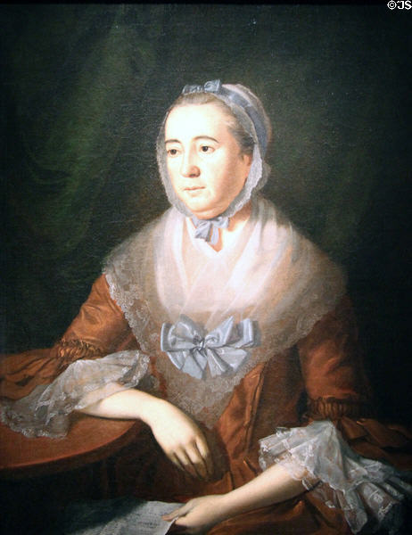 Anne Catharine Hoof Green, Maryland Gazette editor painting (1769) by Charles Willson Peale at National Portrait Gallery. Washington, DC.
