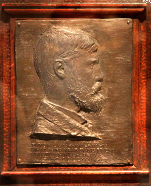 Kenyon Cox, muralist bronze relief (1889) by Augustus Saint-Gaudens at National Portrait Gallery. Washington, DC.