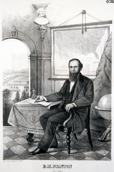 Edwin M. Stanton lithograph (c1862) by Ehrgott & Forbriger Lithography Co. at National Portrait Gallery. Washington, DC.