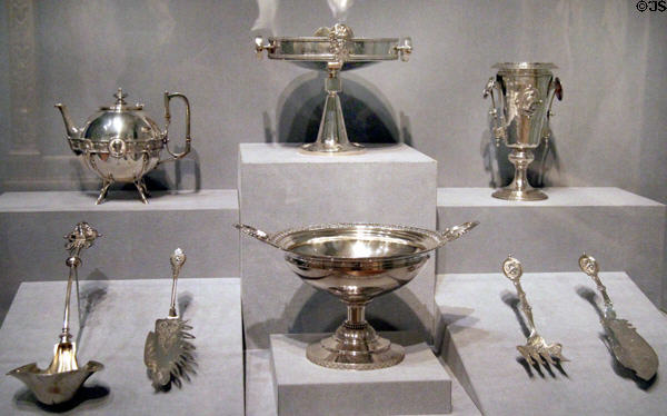 Collection of medallion silver decorated with portrait medallions (1860s) at Smithsonian American Art Museum. Washington, DC.