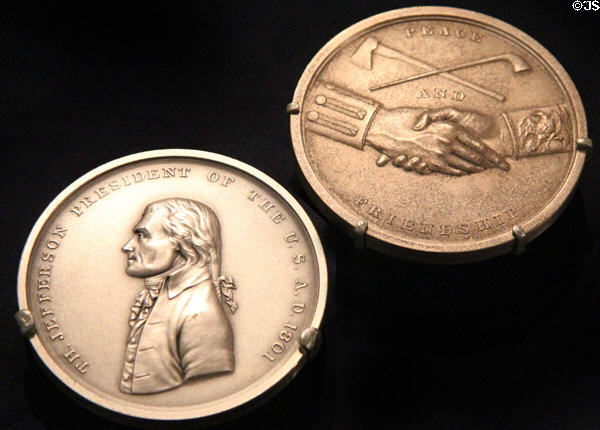 Thomas Jefferson peace medal (1801) at National Museum of the American Indian. Washington, DC.