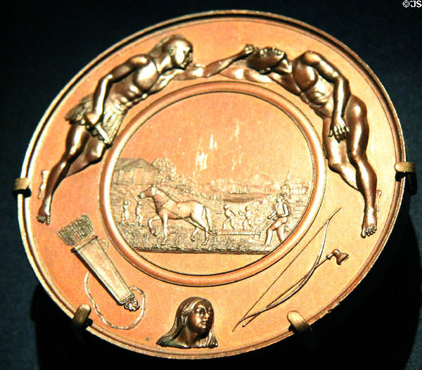Medal with native designs at National Museum of the American Indian. Washington, DC.