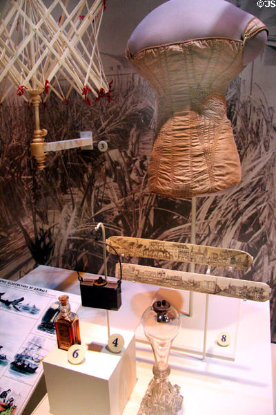 Collection of whale derived products ranging from oil to corset stays at National Museum of American History. Washington, DC.