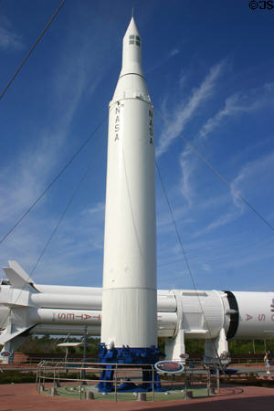 Juno II (23.4m, stage 1 Kerosene, upper stage solid) launched Pioneer 4 & 33 unmanned missions to moon at Kennedy Space Center. FL.