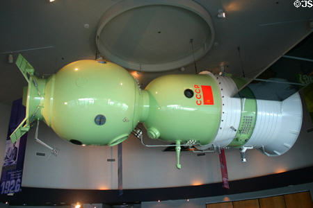 Model of Apollo-Soyuz spacecraft linkage for 1975 tests at Kennedy Space Center. FL.