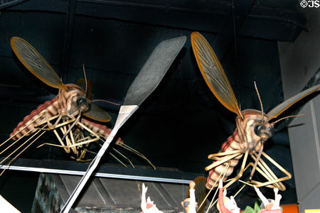 Mosquito models in display showing symbols of Orange County in Regional History Center. Orlando, FL.