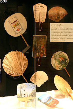 Advertising fans in fan collection of Orange County Regional History Center. Orlando, FL.