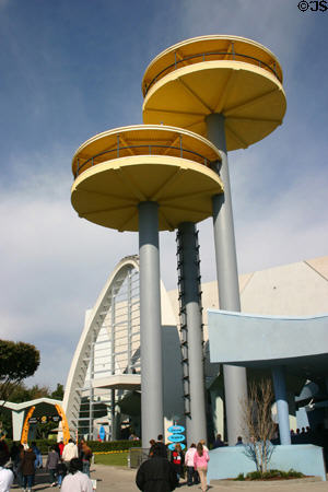 Symbolic replicas of New York World's Fair towers of Men in Black attraction at Universal Studios. Orlando, FL.
